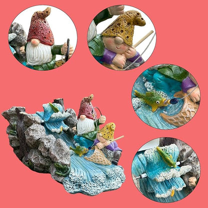 Gutter Downspout Extension Decoration Splash Block Gnome Outdoor Statues Garden Decor, 11.6" L x 6.9" W Larger Dwarf Gutter Downspout Garden Elf Sculpture Rain Concrete Pond Accessory, Gift for Mom