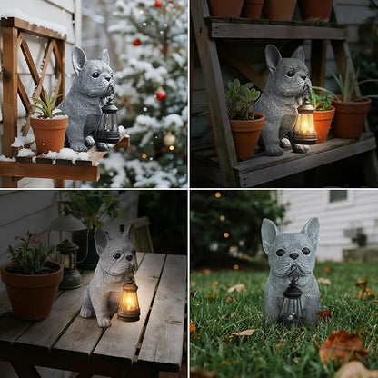 Solar Dog Outdoor Garden Statue with LED Light - Lawn Decor Dog Statue for Patio, Balcony, Yard Ornament - Unique Housewarming Gifts,Birthday Gifts,Garden Gift