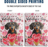 Dachshund Valentine Garden Flag Valentines Day Flags for Outside 12x18 Double Sided Small Yard Flags Dog Valentine's Day Decor Outdoor Lawn Valentines Banners Front Porch