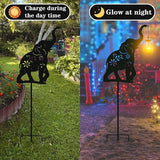 Solar Elephant Garden Stakes Outdoor Solar Decor Metal Elephant Holding Solar Animal Lantern Decorative Garden Metal Animal Stakes Outdoor Elephant Silhouette Stakes