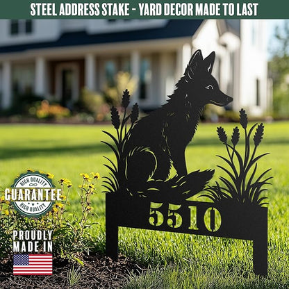 Whimsical Fox Metal Garden Stake Address Sign | Garden Decor | Animal Yard Art | Backyard Decor | Gift for Her | Nature Lover Gift | Address