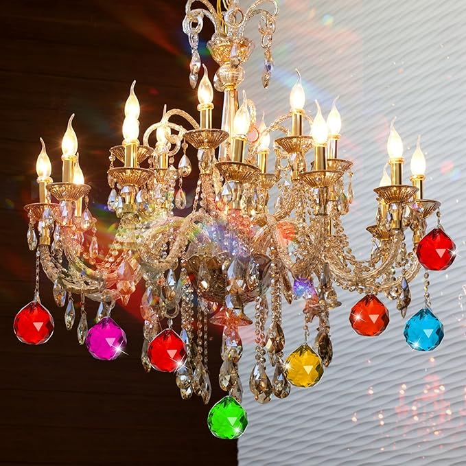Yesland 24 Pack Crystal Ball Prism 30mm/1.18" Decorative Ball - Suncatcher Rainbow Pendants Maker for Chandelier Window & Wedding Decoration Gift (Multicolor)
