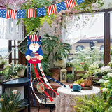 40 Inches Uncle Sam Windsock Decoration, Patriotic USA Themed Hanging Outdoor Wind Sock Ornament with Red, White, Blue Streamers, 'USA' Lettering, and Stars for 4th of July, Memorial Day, Veterans Day