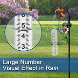 Decorative Rain Gauge Garden Stake with Butterfly and Flower Design, Copper Faucet Style, Metal Garden Decor
