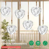 6pcs Clear Crystal Glass Heart Prisms Ornaments Valentines Heart Hanging Crystals Decor for Window Home Car Garden