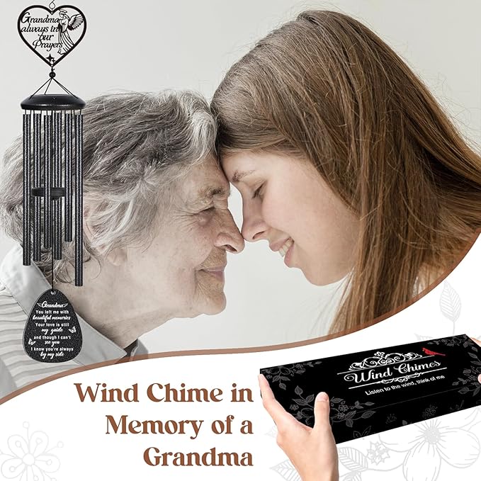 Memorial Gifts for Loss of Grandma, Prayer Angel Sympathy Wind Chimes, Loss of Grandma Sympathy Gift - A Gift to Express Condolence, Bereavement, Comfort, Remembrance and Healing