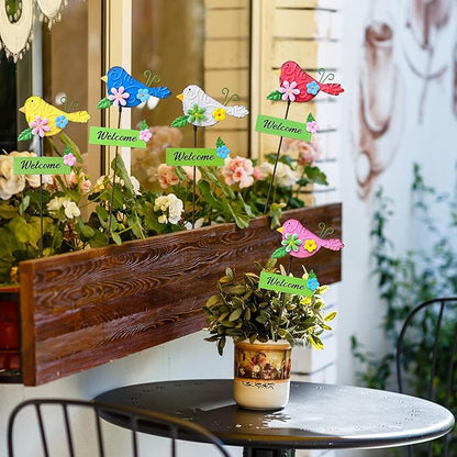 5Pack Metal Bird Decorative Garden Stakes,15.9 Inch Metal Garden Decor for Outside for Spring Decor, Shaking Head Yard Art Garden Decorations for Outdoor Lawn Pathway Patio