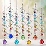 7 Chakra Crystal Sun Catcher Hanging Crystal Prisms Ornaments with 20mm Rainbow Beads for Window Garden Indoor Home Decor