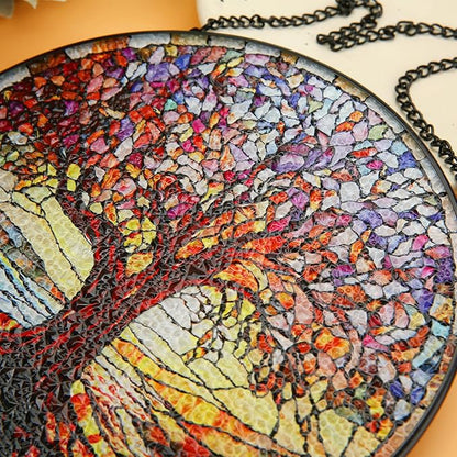 Stained Glass Window Hanging, 8 Inch Tree of Life Stained Glass Suncatchers for Indoor Windows Wall Kitchen Home Room Decor Ornaments Gifts for Women Mom Grandma Birthday Mother's Day