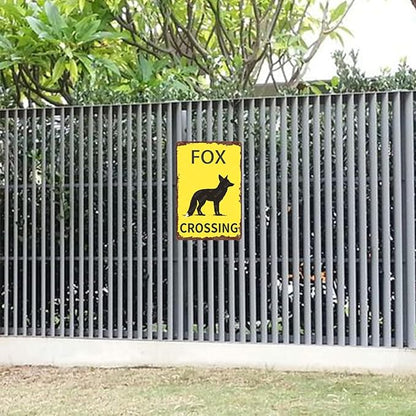 Metal Signs Fox Crossing Vintage Tin Sign for Home Bar Living Room Garden Yard Outdoor Wall Decor 12x8 Inch