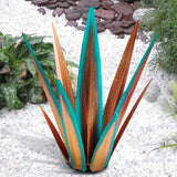 2022 Upgraded Large Size Tequila Rustic Sculpture, DIY Rustic Metal Agave Plant for Outdoor Patio Garden Yard Lawn Ornaments, Yard Art Decoration Statue for Home Decor (Orange Blue (L))