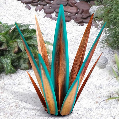 2022 Upgraded Large Size Tequila Rustic Sculpture, DIY Rustic Metal Agave Plant for Outdoor Patio Garden Yard Lawn Ornaments, Yard Art Decoration Statue for Home Decor (Orange Blue (L))