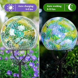 Solar Lights Outdoor Decorative Solar Mosaic Garden Stakes Cracked Glass Decorative Waterproof Outdoor Lights for Landscape Patio Yard Walkway Decoration Green