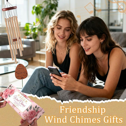 Besties Wind Chimes Gifts - Best Friend BFF Christmas Birthday Gift f, Wind Chime for Outside Garden Yard Decor Women Friend Sister Female Long Distance Friendship Presents