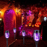 Toodour Solar Torch Flame Lights, 6 Pack Solar Lights Outdoor with Flickering Flame, Waterproof Solar Pathway Lights Landscape Decoration Lighting for Garden, Lawn, Yard, Outdoor Decor - Purple