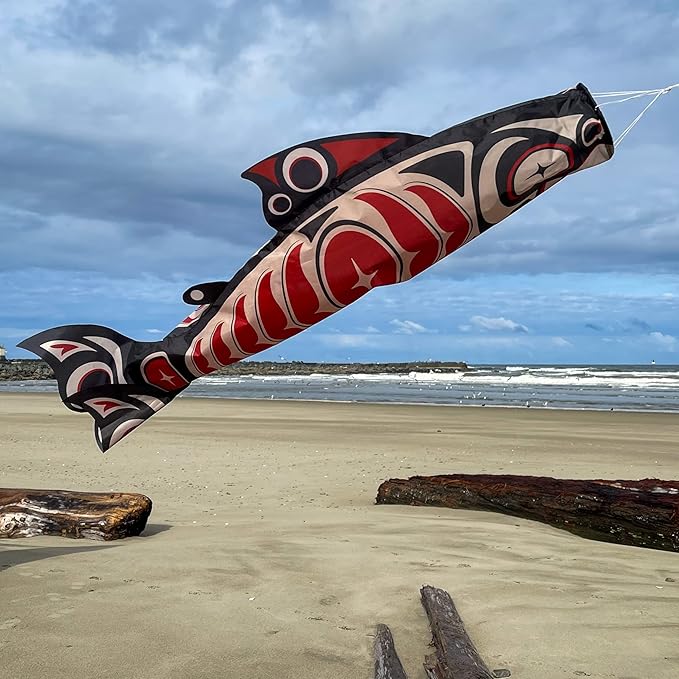 In the Breeze 5120 — Salmon Totem Fish Windsock-Hanging Outdoor Decoration, 48"
