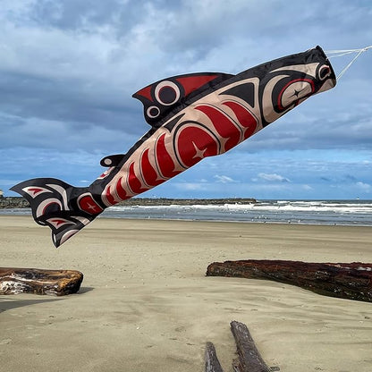 In the Breeze 5120 — Salmon Totem Fish Windsock-Hanging Outdoor Decoration, 48"