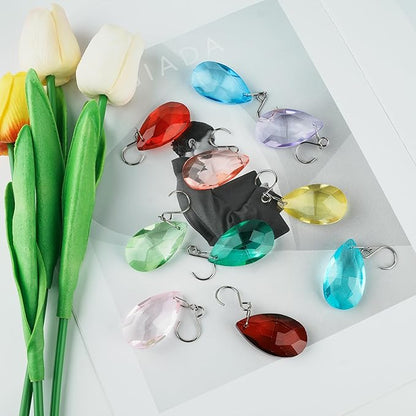 38mm Crystal Suncatcher Prism, 10pcs Multicolor Teardrop Crystals Chandeliers Replacement Pendants Christmas Crystal Ornaments Tree Decorations Birthday Wedding Party Home Decor Gifts (Colour)