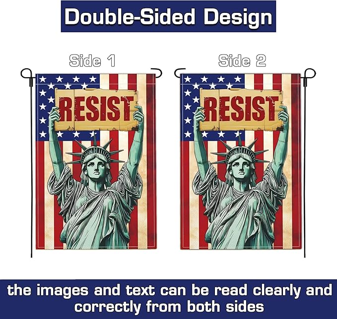 Statue of Liberty Pride Resist Garden Flags for Outside 12x18 Inch Double Sided Anti Protest Signs Against Anti Racism Political No Kings Protest Signs Hands Off Yard Decorations