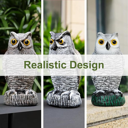 OFFO 3 Pack Plastic Owls Scarecrow for Halloween Decorations Outdoor Garden, Yard, Pool Decoration, 8.3 in Height