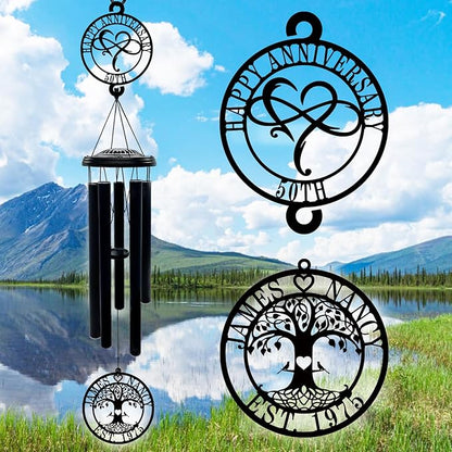37'' Personalized Anniversary Wind Chime Gifts,Custom Golden Wedding Anniversary Presents,Happy 50th Decorations for Parents,Couples,Husband,Wife,Friends