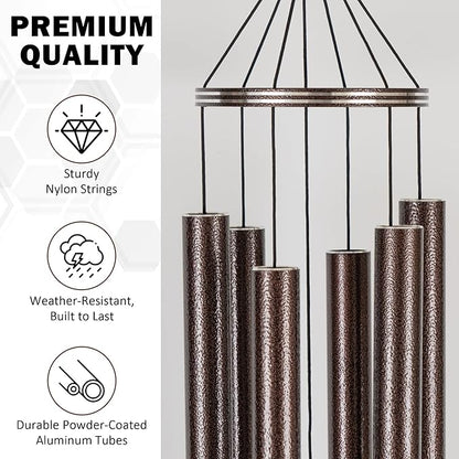 Vanquer Wind Chimes for Outside Deep Tone - 48'' Wind Chimes Outdoor Clearance, Deep Tone, Memorial WindChimes, Outdoor Décor, Wind Spinner, Sympathy Gift, Patio, Home Décor (Bronze)