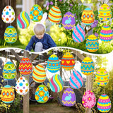 Ferraycle 16 Pcs Easter Decorations Outdoor Easter Eggs Hanging Yard Signs 7.9 Inch Large Colorful Egg Shaped Double Sided Plastic Slices Ornaments for Tree Porch Yard Outside Party Decor(Floral Egg)