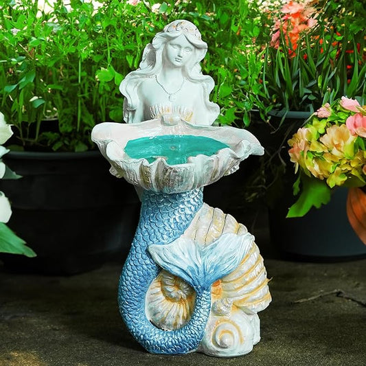 Teaeeno Outdoor Mermaid Decor Garden Statues with Solar Lights,Art Mermaid Figurine,Mermaid Decor for Home,Solar Lawn Ornament,Animal Solar Outdoor Decor,Solar Lamp Decor for Patio Decor Waterproof