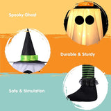 JOYIN 23.6'' 3PCS Halloween Hanging Ghosts Decorations Outdoor, Warm Light Up Ghosts Tree Decor with Witch Hat & Timer, Glowing Halloween Decorations for Yard Patio Garden Outside Haunted House Party
