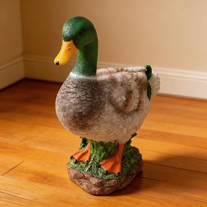 Porch Duck Statue Outdoor Decor,14.8''(H) Realistic Large Mallard Garden Statue for Yard Lawn,Resin Animal Sculptures Home Patio Art Decorations