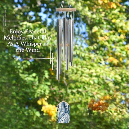Wind Chimes for Outside,Marble Texture Printed Cute Aluminium Windchimes Outdoors,Soothing Melodic Memorial Wind Chime for House Porch Patio Garden Balcony Decor