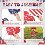 RattanView 6 Pack Outdoor 4th of July Yard Signs Stars and Heart Front Porch Decor with Stakes Red White Blue Lawn Sign Flower Pot for Garden Patio Lawn Independence Day Patriotic Party Decorations