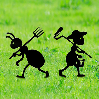 Industrial Ant Collective - 6-Piece Metal Garden Ant Sculptures | Modern Metal Yard Art Decor with Weatherproof Finish | Outdoor Farm Worker Ant Colony Display