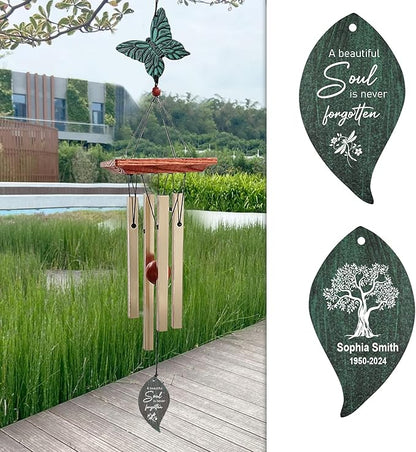 ASTARIN Cardinal Memorial Wind Chimes, Personalized 26" Small Metal Symphthy Wind Chime, Bereavement Gift for Loss of Loved One Father Mother, Dragonflie Damselflie Decor for Outside Patio Garden