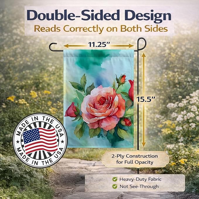 Caroline's Treasures Oklahoma Roses in Watercolor Garden Flag Mailbox Flag Decorative Yard Flag Banner Outside Patio Artwork Yard Flower Beds, Garden Size, Multicolor