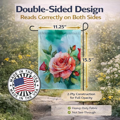 Caroline's Treasures Oklahoma Roses in Watercolor Garden Flag Mailbox Flag Decorative Yard Flag Banner Outside Patio Artwork Yard Flower Beds, Garden Size, Multicolor
