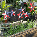 6 Pcs 4th of July Decorations Outdoor,22" Patriotic Metal Barn Stars Decorative Garden Stakes for Independence Day,Americana Patriotic Yard Signs Decor for Garden Lawn Porch