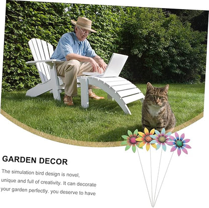ULTECHNOVO 4pcs Metal Flower Garden Stakes Flower Decor for Lawn and Pathway Garden Insert Decor for Outdoor Patio Courtyard and Walkway
