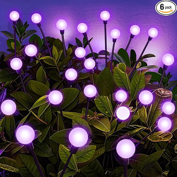 ZFNN Solar Garden Lights Outdoor, 4 Pack Firefly Swaying Lights Purple, Waterproof 6 Pack 36 Heads Garden Decor for Yard Patio Pathway Lawn, Gardening Gifts for Women Christmas Decoration