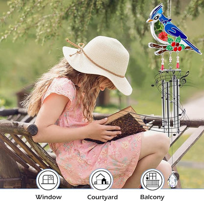 KY&BOSAM Blue Bird Wind Chime with Crystal Sympathy Wind Spinner Memorial Wind Chimes for Loss of Loved One Bereavement Gift in Memory Memorial Gifts for Loss of Mother Father Husband Condolences Gift