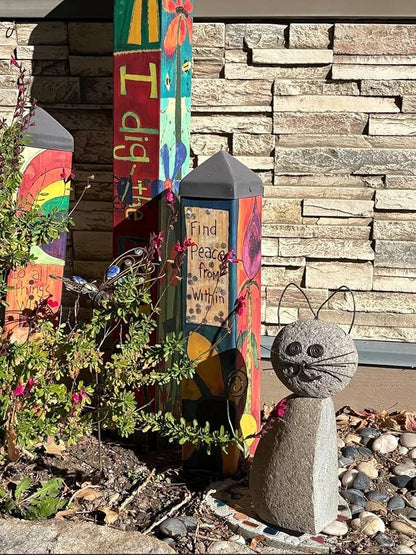 Happy Gardens Cat Garden Statue with Whiskers