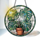 VAIIEYO Monstera Leaf Sun Catcher Stained Glass Window Hanging Ornament, Monstera Plant Sun Catcher Decoration, Plant Lover Decor, Plant Lover Gifts, Mother's Day Birthday Housewarming Gift 7.8 inch