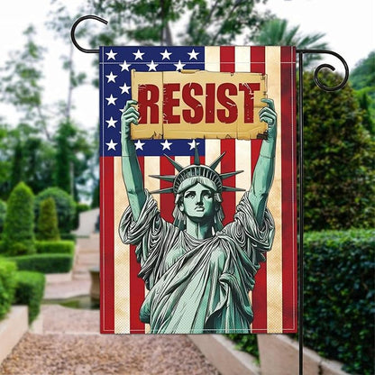 Statue of Liberty Pride Resist Garden Flags for Outside 12x18 Inch Double Sided Anti Protest Signs Against Anti Racism Political No Kings Protest Signs Hands Off Yard Decorations