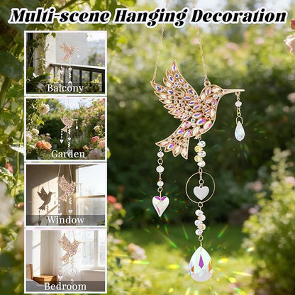 Hummingbird Gifts for Women, Hanging Crystal SunCatcher Indoor Window, Mothers Day Birthday Housewarming Gifts for Mom Grandma Friends Bird Lovers, Hummingbird Sun Catcher Outdoor Garden Home Decor