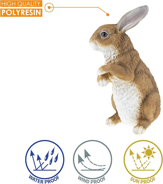CLEVER GARDEN Rabbit Garden Statue Outdoor Décor, Resin Figurine Decoration for Lawn, Yard, Patio, Porch, and More