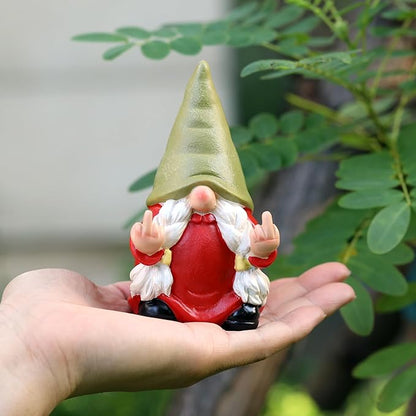 Middle Finger Female Gnome Statue 5.1in， Naughty Garden Gnome Statue Decoration and Lawn Ornament - Funny Garden Gnomes for Outdoor or Home Decor