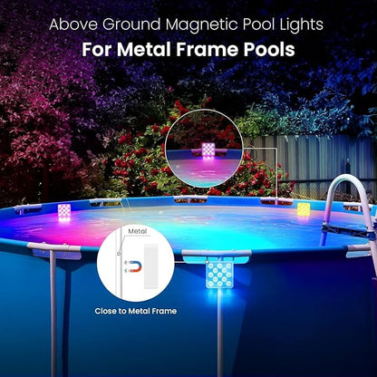LOFTEK Rechargeable LED Pool Lights with Magnet & Remote, 13 LEDs Color Changing Underwater Pool Lights, Waterproof Swimming Pool Light for Pond, Bathtub, Vase, Fountain (4 Pack-Rechargeable-II)