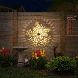 Gardsee Solar Fence Lights Outdoor 2 Pack Deck Step Wall Lights Butterfly Metal Waterproof LED Warm Yellow Light for Garden Post Patio Backyard Yard Decor (Black 3)