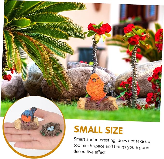 Cabilock 1Set Resin Bird Sculpture Birds Nest Outdoor Garden Decor for Patio Balcony Weather Resistant Park Ornament