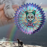 FONMY Sugar Skull Wind Spinner Cat 12inch 3D Stainless Steel Wind Sculpture Worth Gift Christmas Decor.Hanging Mandala Kitten Skull Wind Spinners Metal Yard Art Garden Decoration Indoor/Outdoor Décor